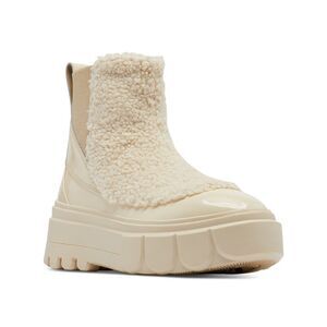 SOREL Womens Beige 1" Platform Faux-Shearling Caribou X Wedge Chelsea 11